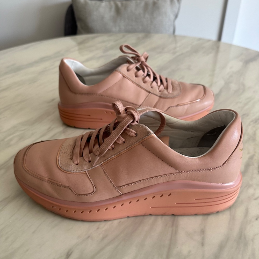 Stuart Weitzman Jaqi Leather Sneakers Size 10 - Picture 5 of 13